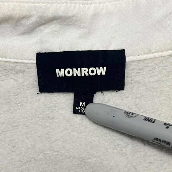 Monrow Poplin Mix Collar Sweatshirt Gray White Size Medium - Picture 6 of 9